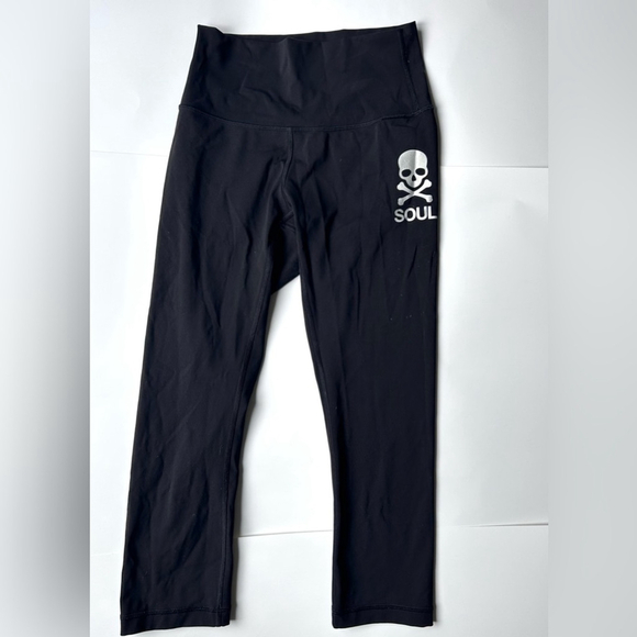 Lululemon Soulcycle black wunder under Leggings pants skull soul logo 4 21” - Picture 6 of 6